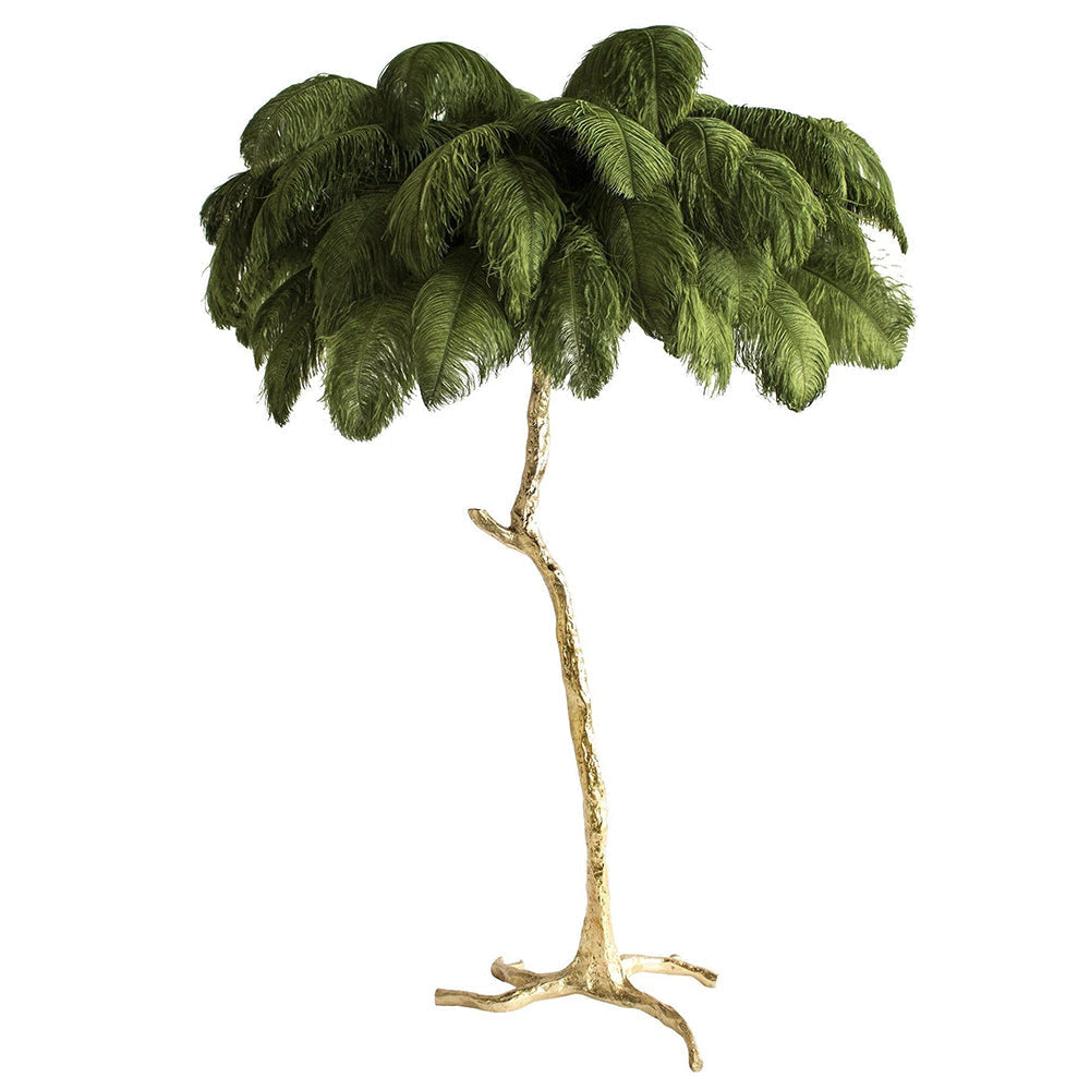 Luxury Ostrich Feather Brass Floor Lamp
