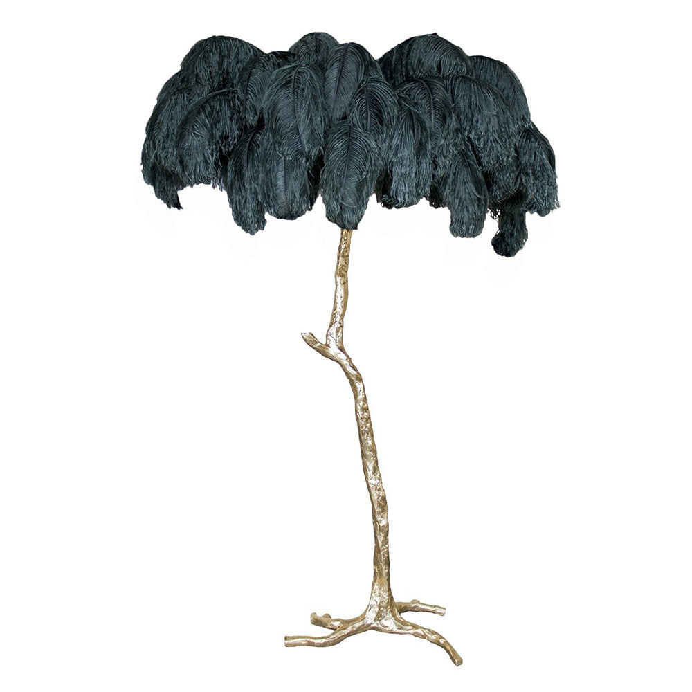 Luxury Ostrich Feather Brass Floor Lamp