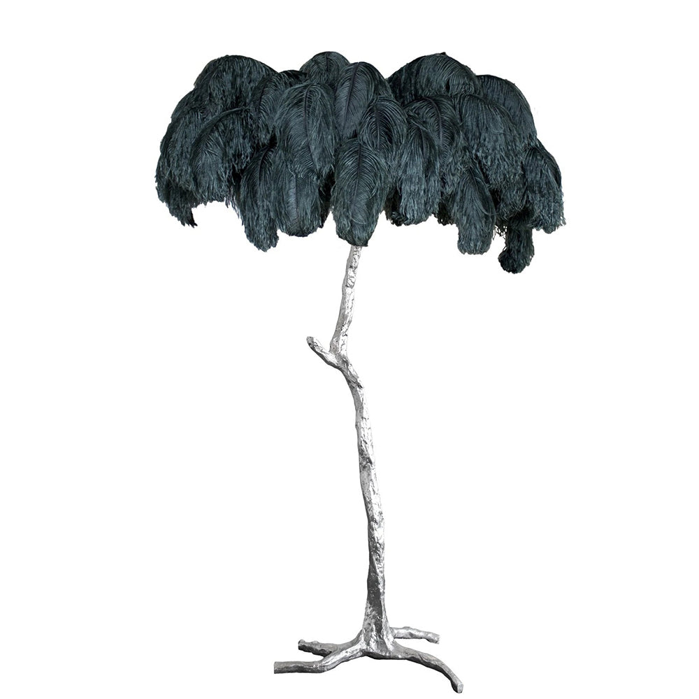 Luxury Ostrich Feather Brass Floor Lamp