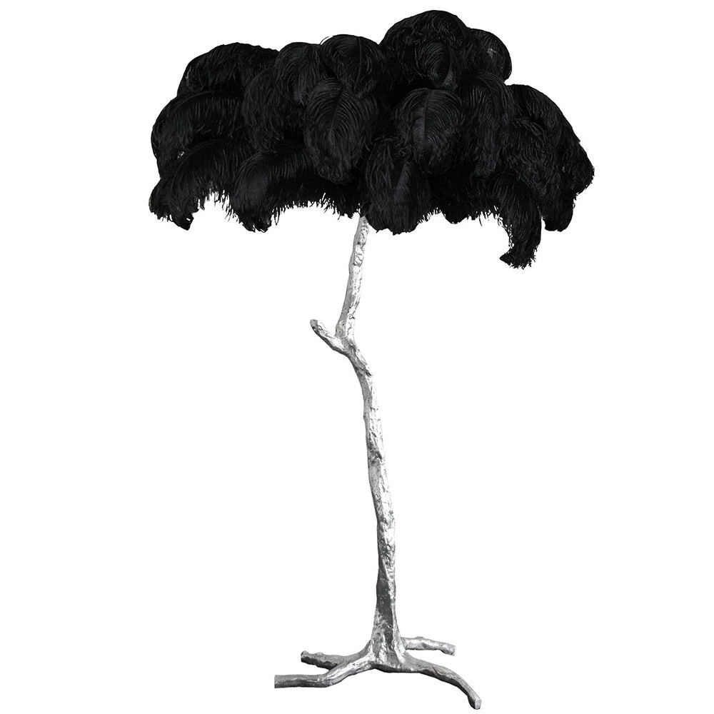 Luxury Ostrich Feather Brass Floor Lamp