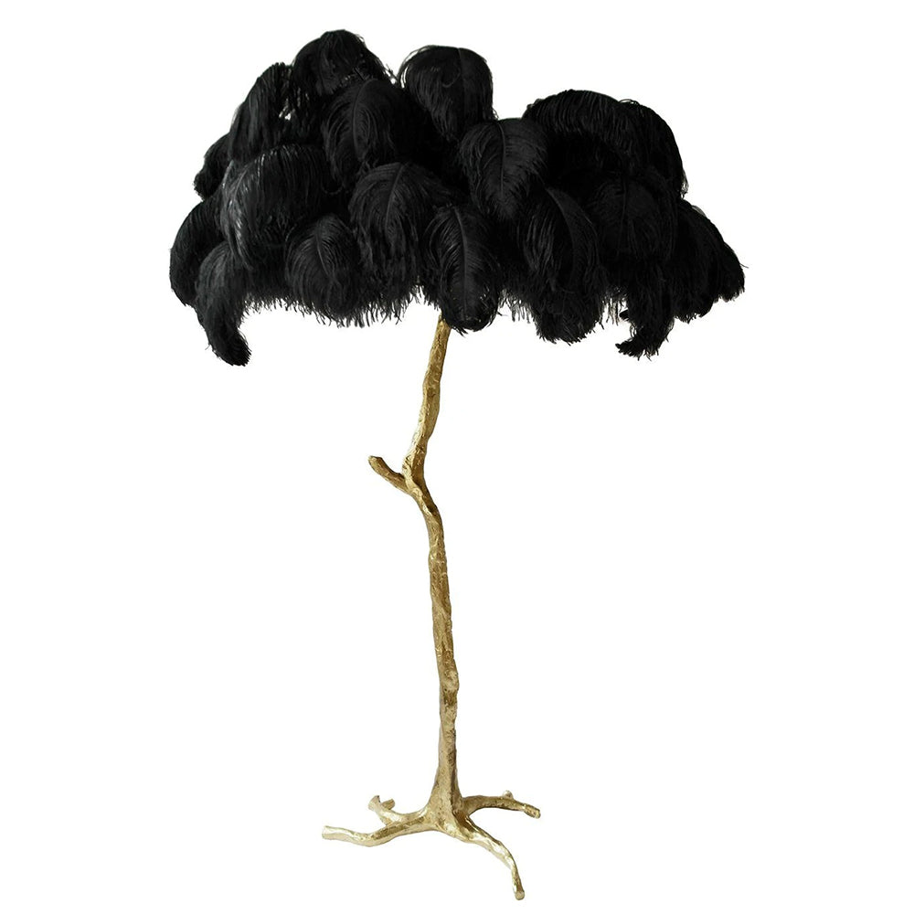 Luxury Ostrich Feather Brass Floor Lamp