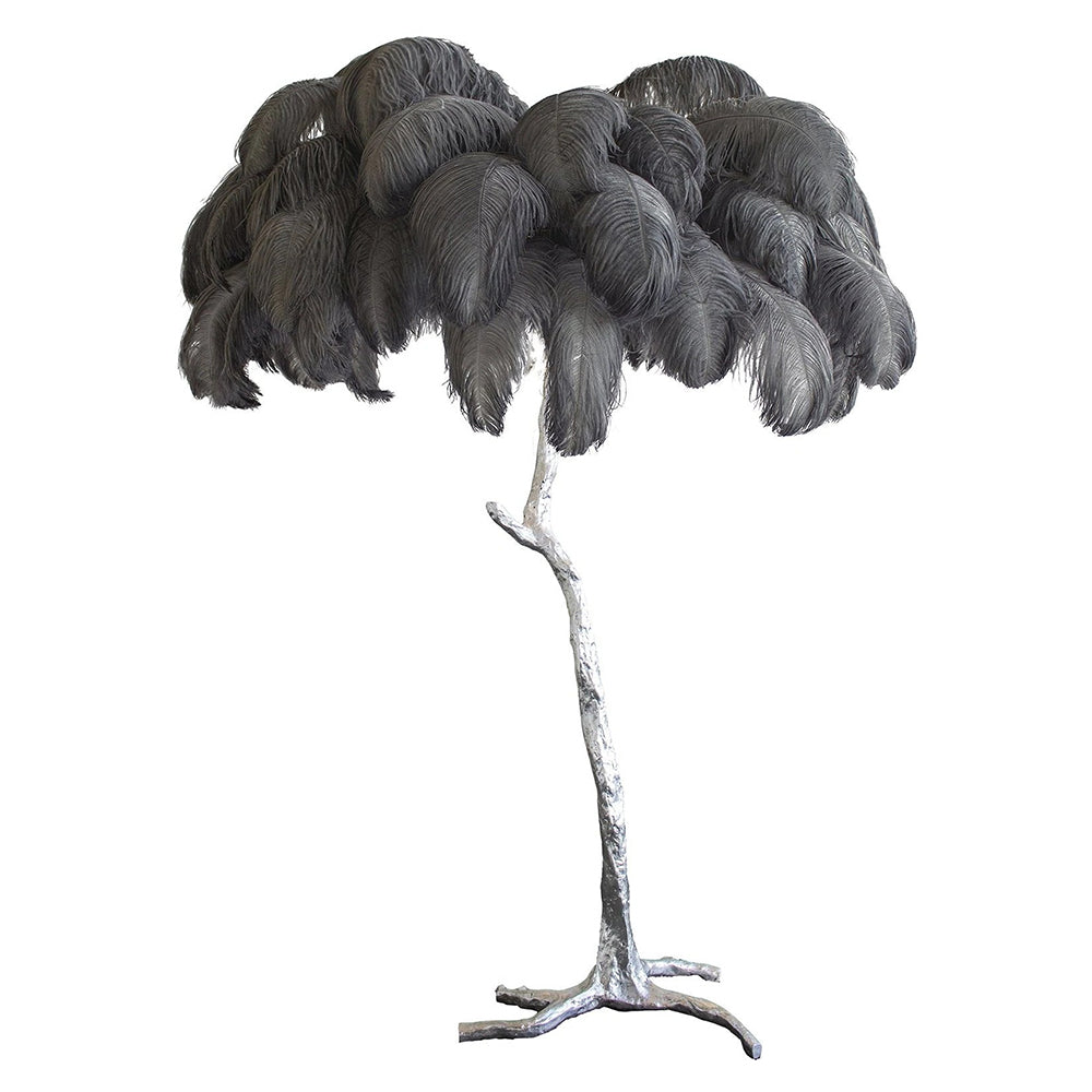 Luxury Ostrich Feather Brass Floor Lamp