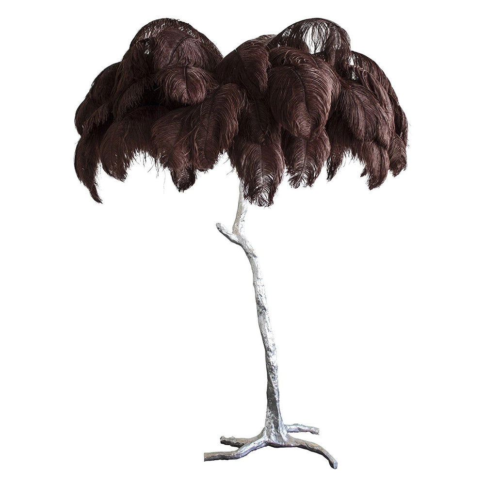 Luxury Ostrich Feather Brass Floor Lamp