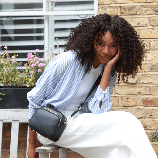 Chelsea Midi Crossbody Bag -Black Leather