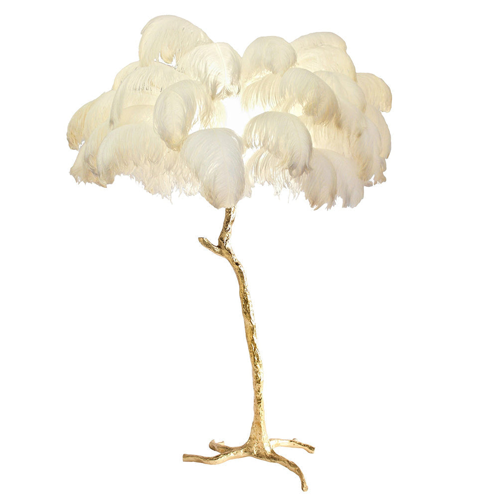 Luxury Ostrich Feather Brass Floor Lamp