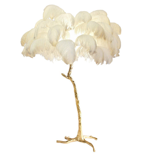 Luxury Ostrich Feather Brass Floor Lamp