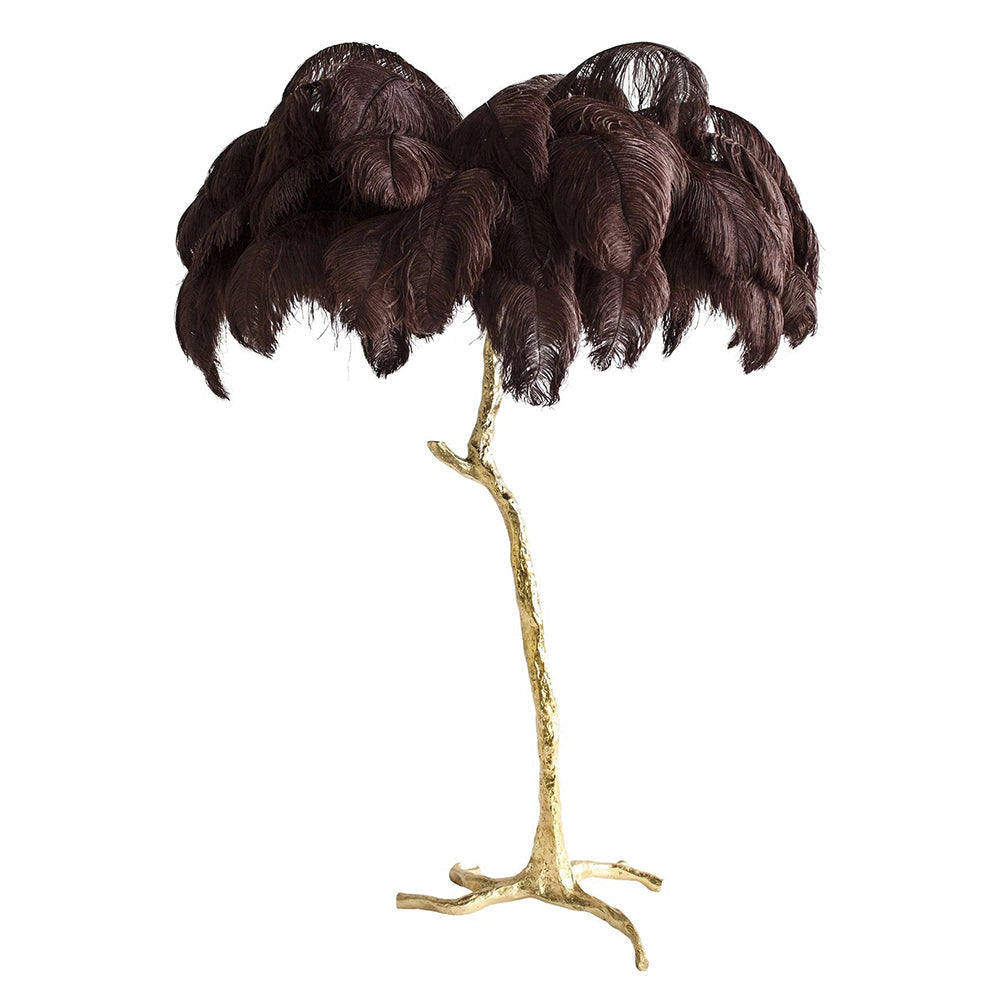 Luxury Ostrich Feather Brass Floor Lamp