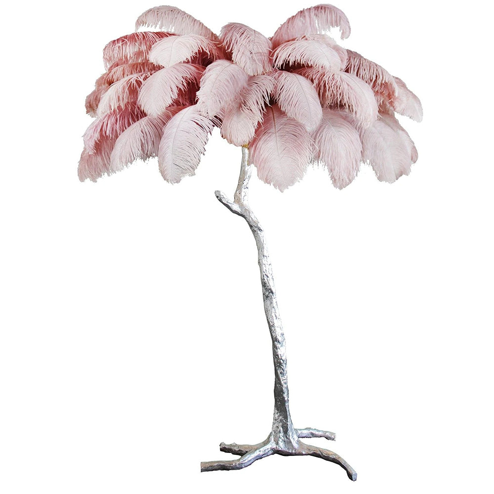 Luxury Ostrich Feather Brass Floor Lamp