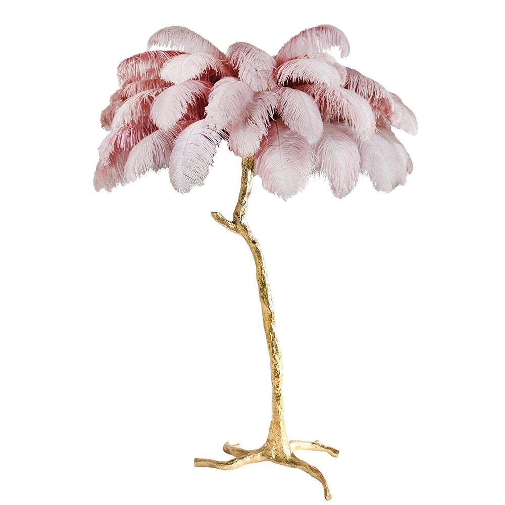 Luxury Ostrich Feather Brass Floor Lamp