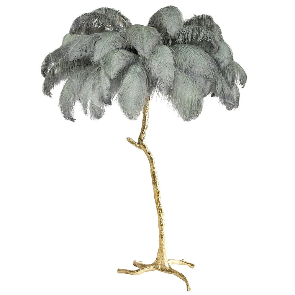 Luxury Ostrich Feather Brass Floor Lamp