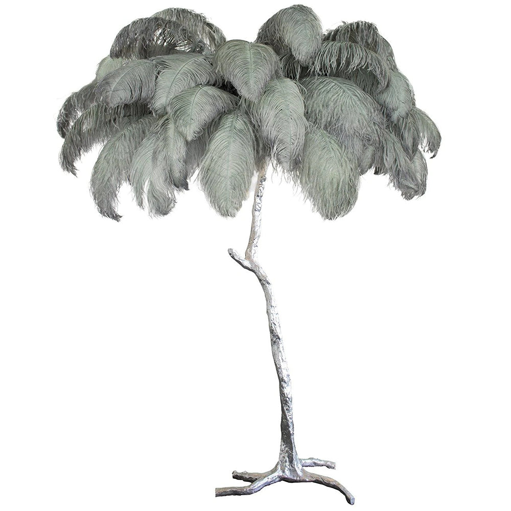 Luxury Ostrich Feather Brass Floor Lamp