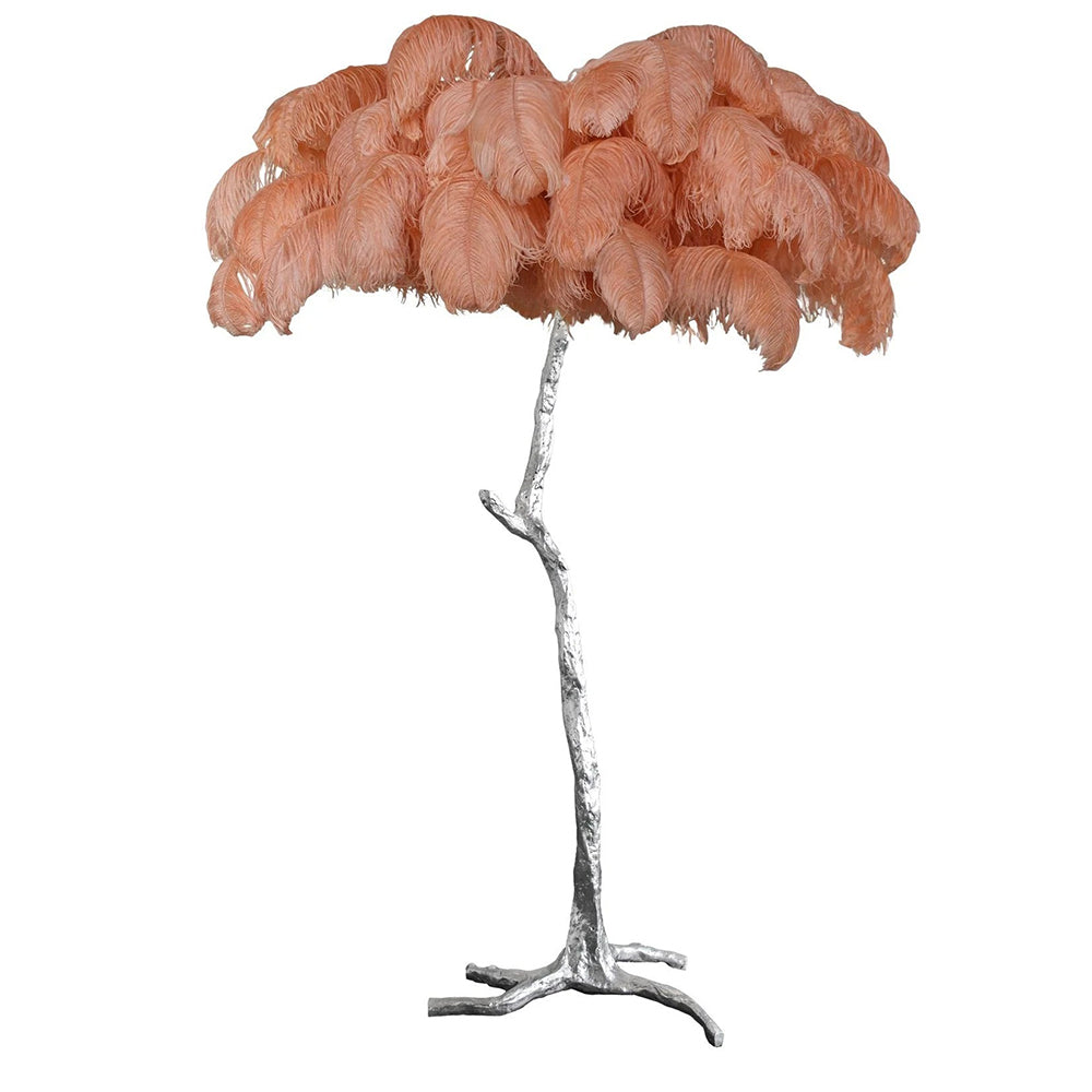 Luxury Ostrich Feather Brass Floor Lamp