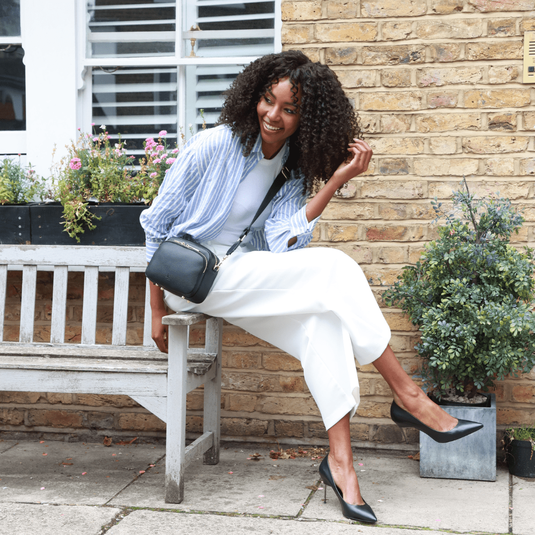 Chelsea Midi Crossbody Bag -Black Leather