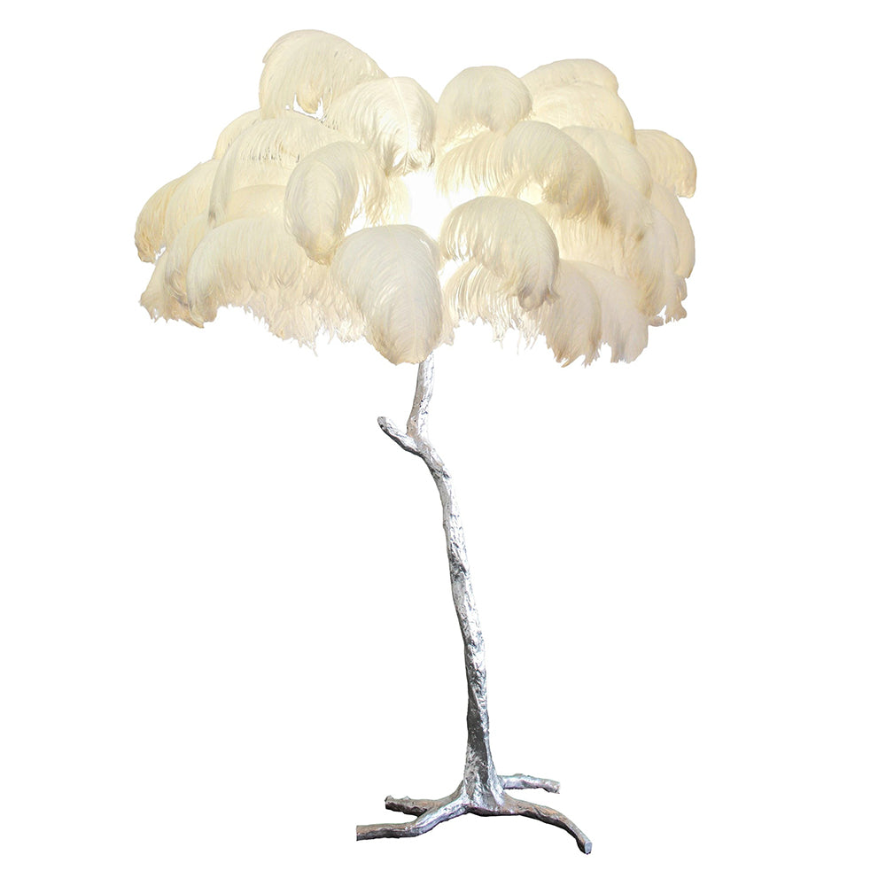 Luxury Ostrich Feather Brass Floor Lamp