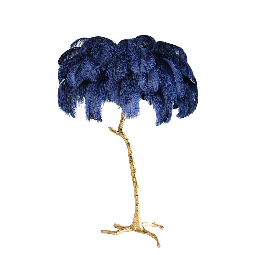 Luxury Ostrich Feather Brass Floor Lamp