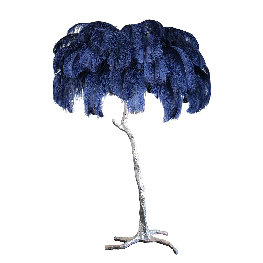 Luxury Ostrich Feather Brass Floor Lamp
