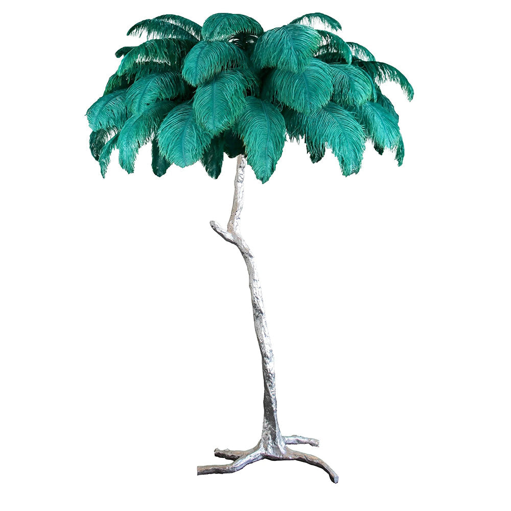 Luxury Ostrich Feather Brass Floor Lamp