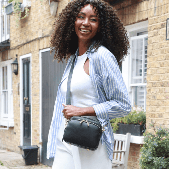 Chelsea Midi Crossbody Bag -Black Leather