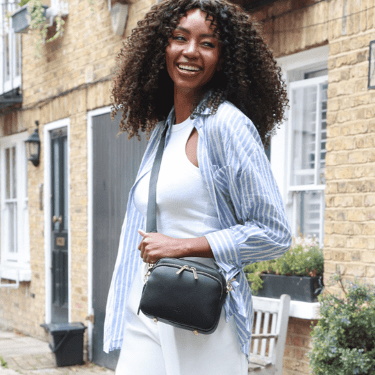 Chelsea Midi Crossbody Bag -Black Leather
