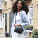 Chelsea Midi Crossbody Bag -Black Leather