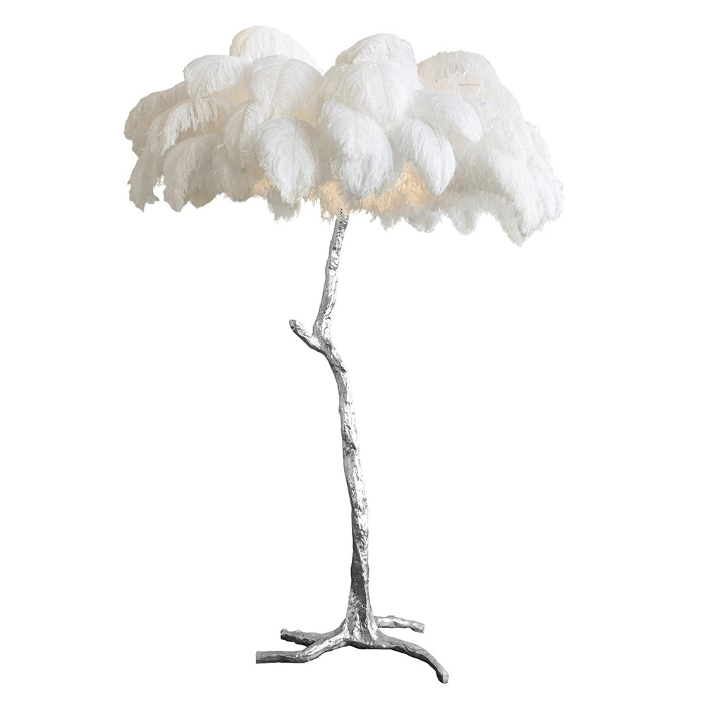 Luxury Ostrich Feather Brass Floor Lamp