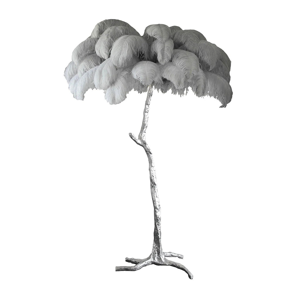 Luxury Ostrich Feather Brass Floor Lamp