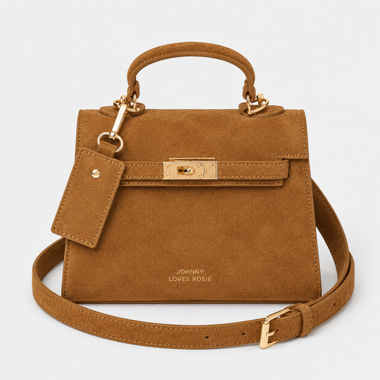 Willow Top Handle Tote Bag Tan Suede