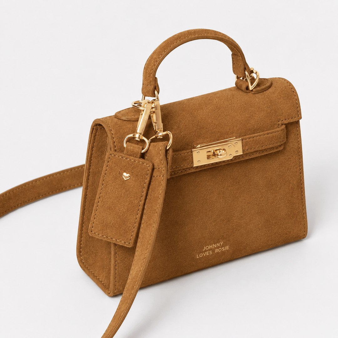 Willow Top Handle Tote Bag Tan Suede