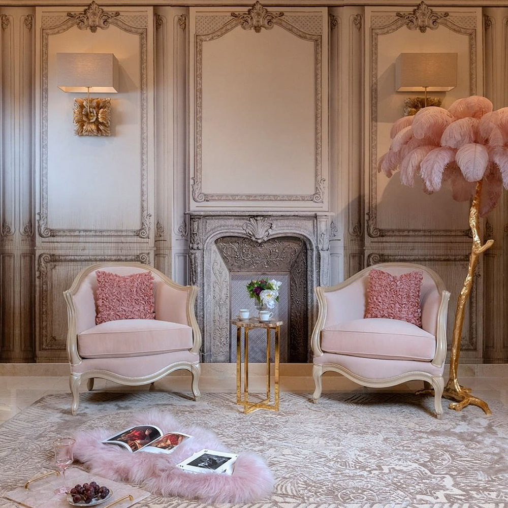Luxury Ostrich Feather Brass Floor Lamp