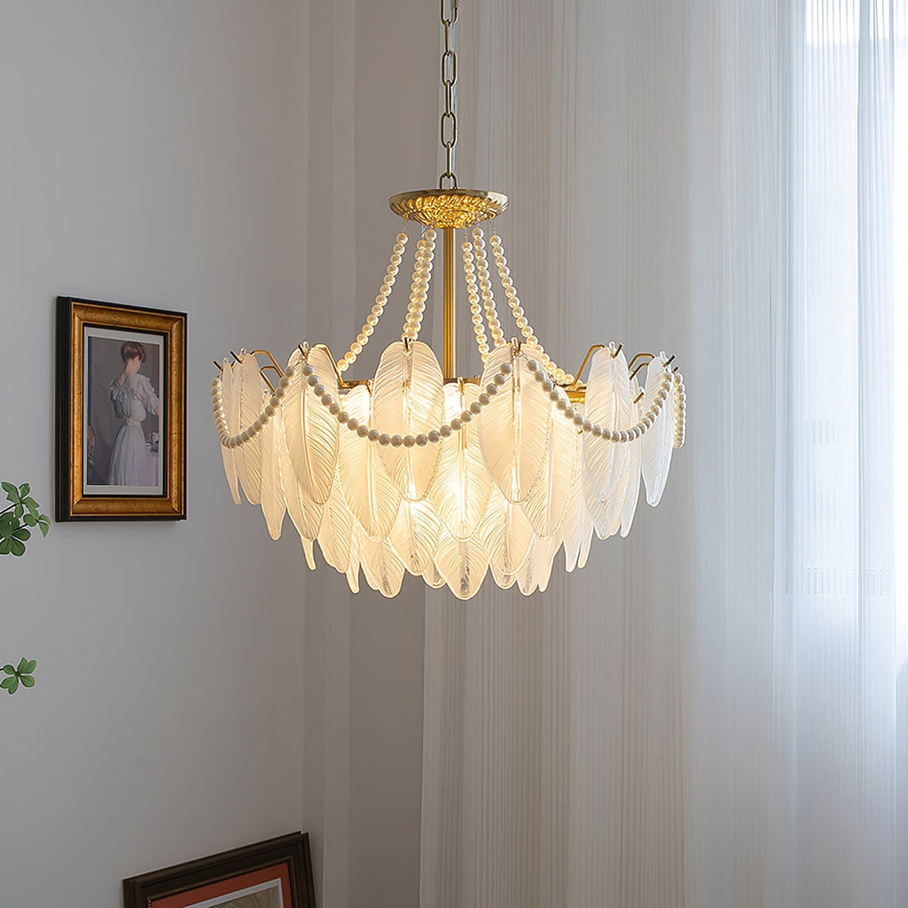 Luxury Modern Minimalist Living Room Shade Feather Chandelier