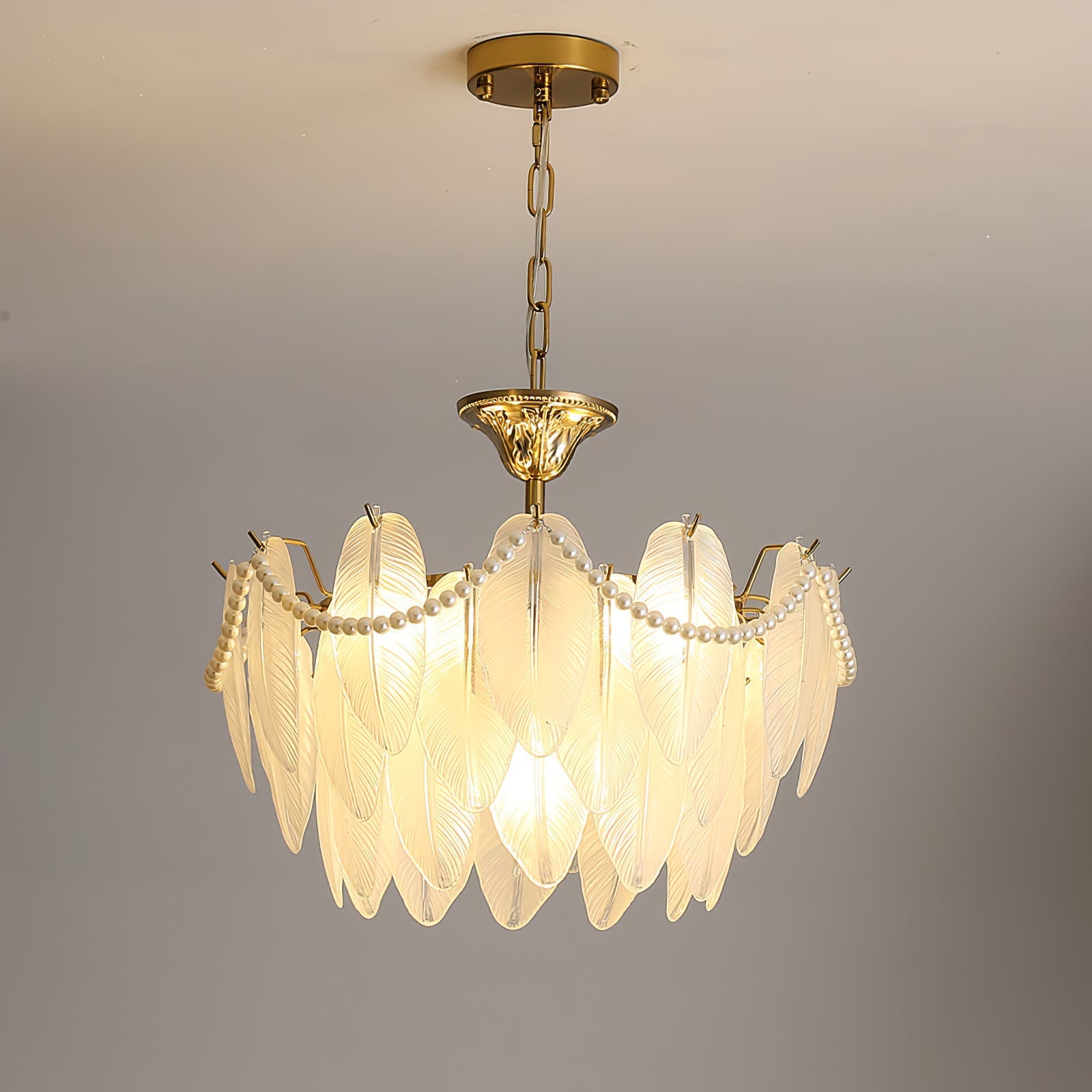 Luxury Modern Minimalist Living Room Shade Feather Chandelier