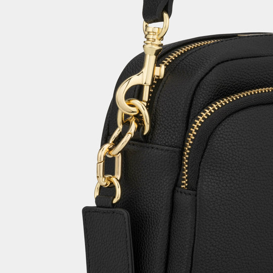Chelsea Midi Crossbody Bag -Black Leather