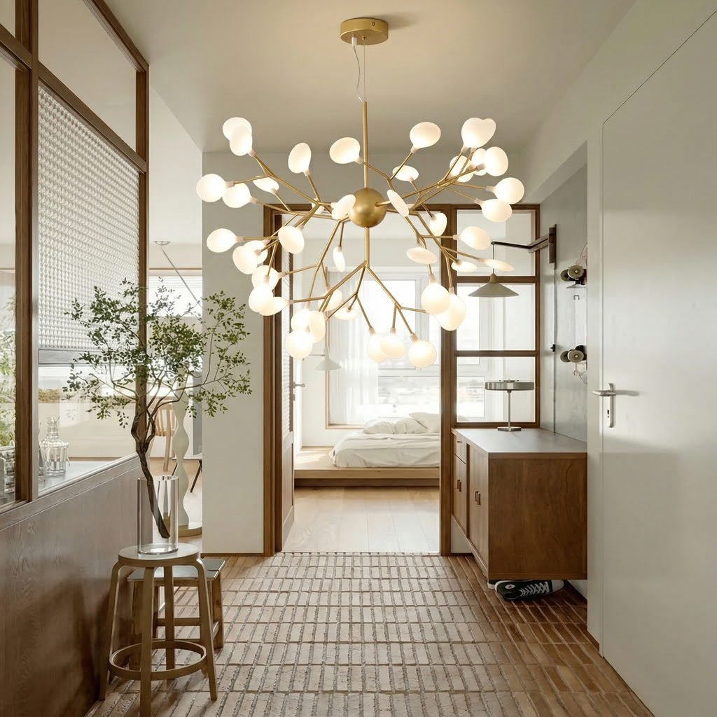 Modern Firefly LED Chandelier - Nordic Leaf Branch Pendant Light