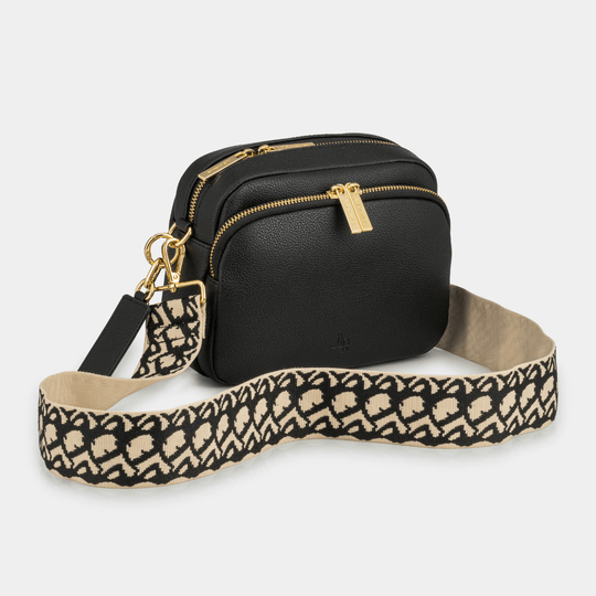 Chelsea Midi Crossbody Bag -Black Leather